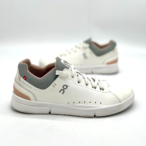On Course Shoes - On Cloud The Roger Advantage Womens Sz 8 US 39 White Pink Athletic Court Sneaker